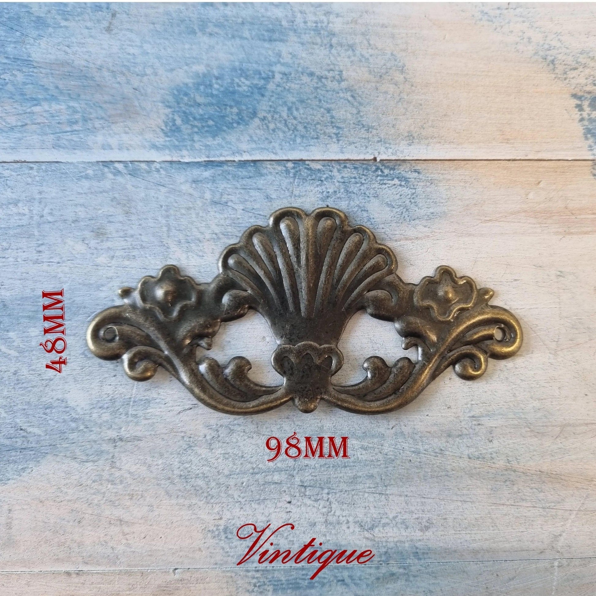 Large Scallop design metal decorative for cabinet furniture-Vintique Concepts