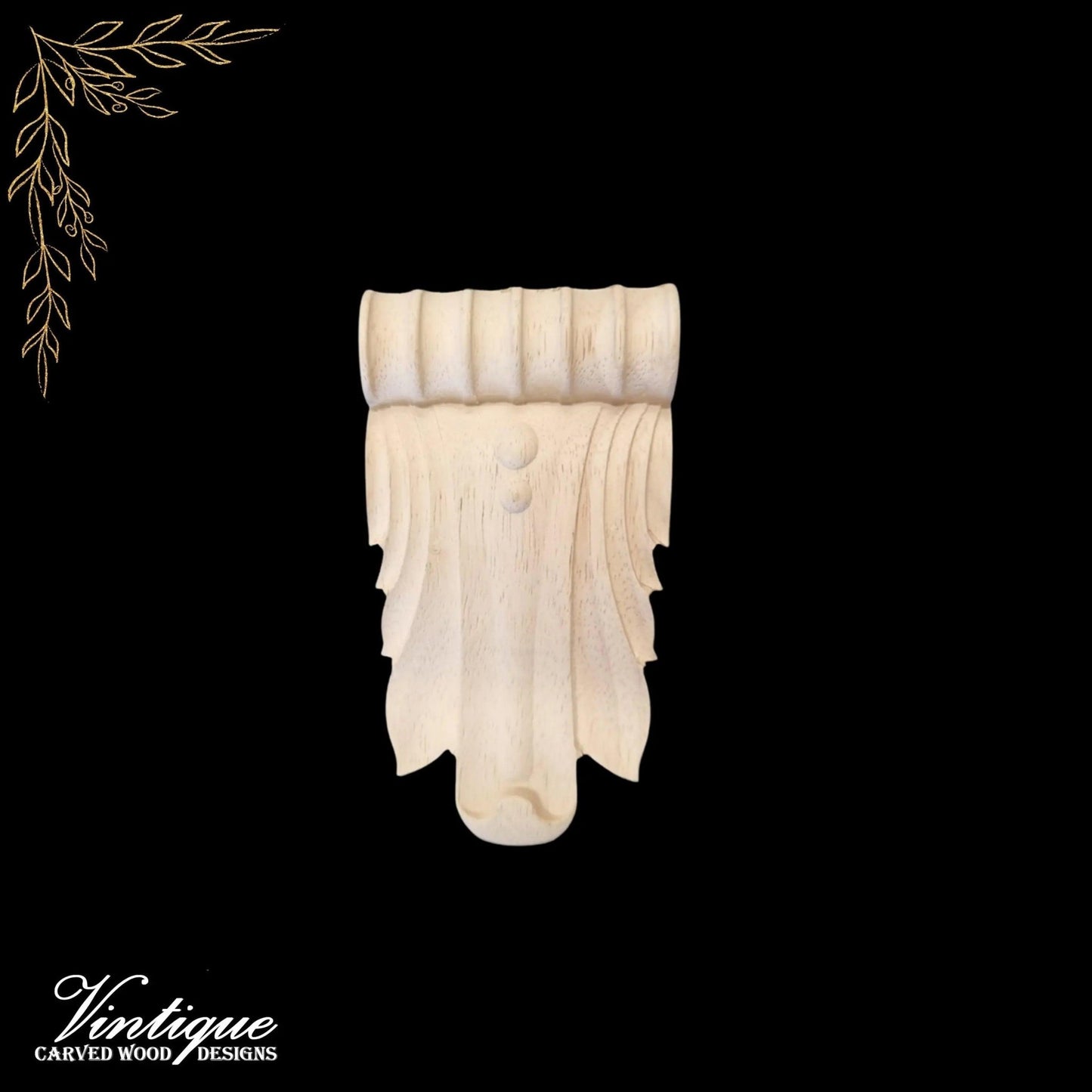 LEAFY Drop wooden corbel (each) 15cm x 8cm x 2.5cm-Vintique Concepts