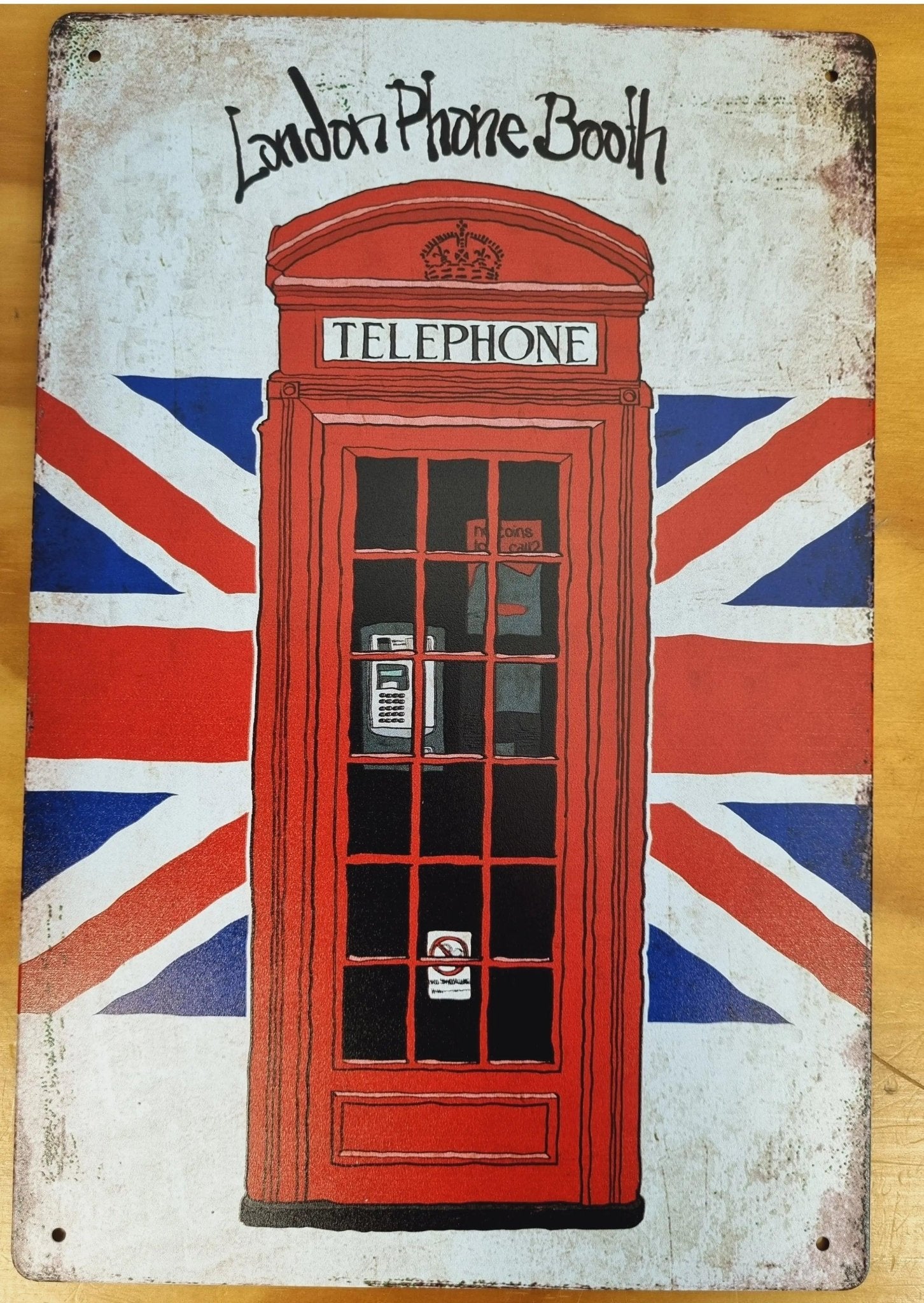 London Phone Booth- Vintage Tin Sign-best of British 30cm x 20cm *-Vintique Concepts