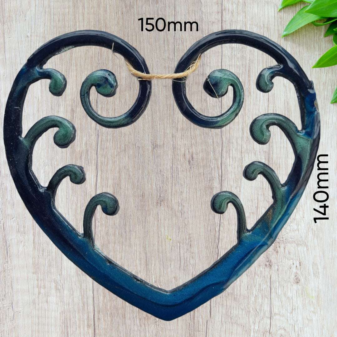 Mangopare Heart (hammerhead) maori epoxy metal  art-Vintique Concepts