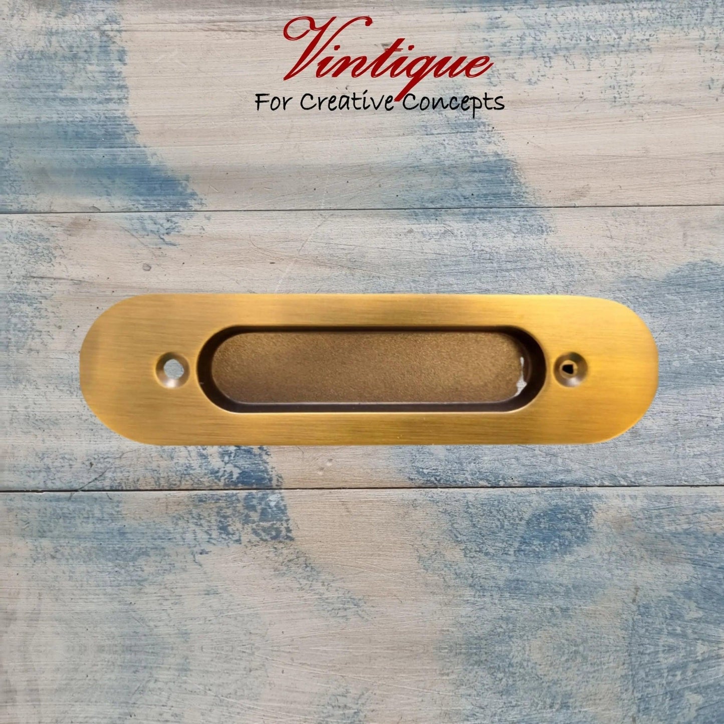 Milano Flush Pull door handle double sided Brass Colour 147mm x 39mm-Vintique Concepts