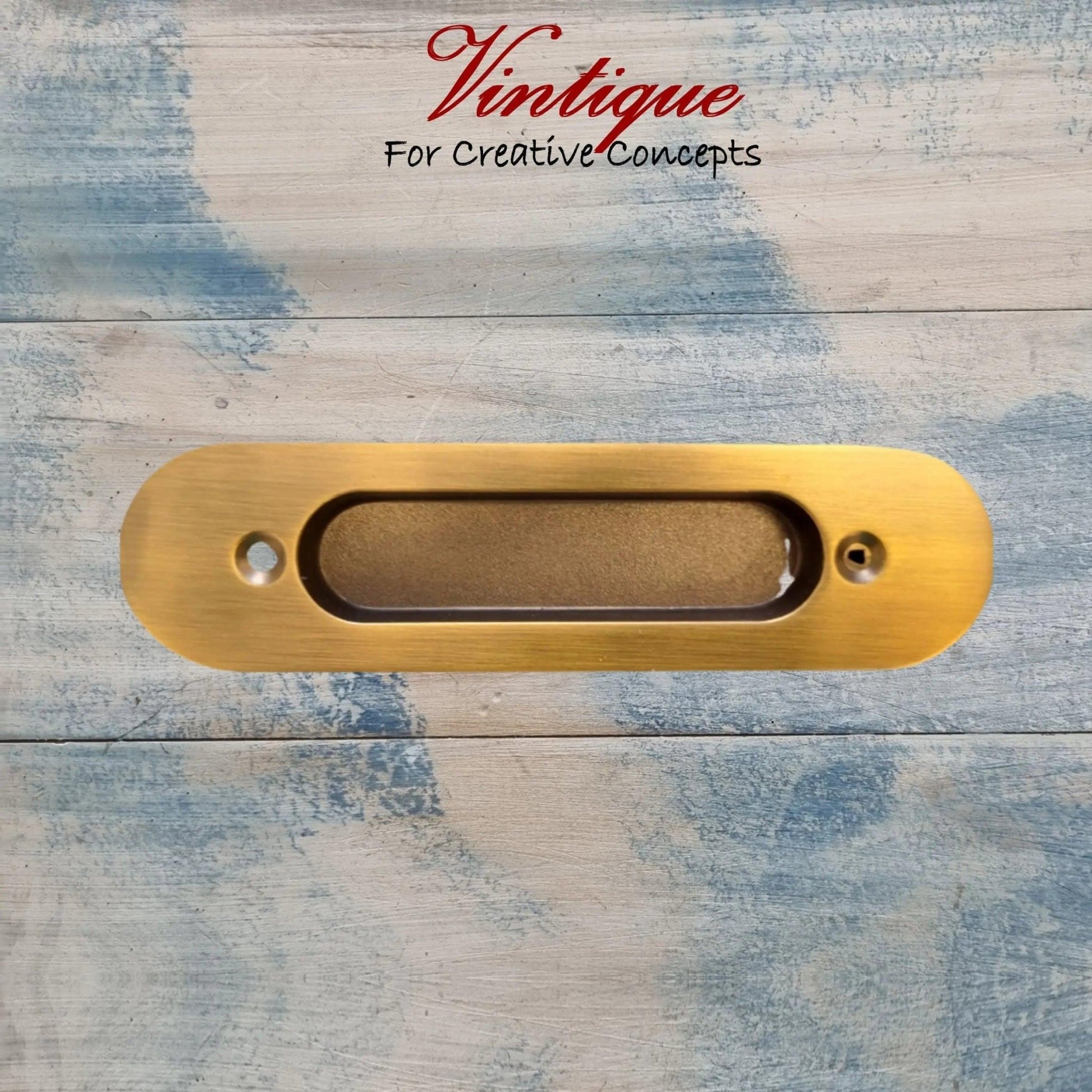 Milano Flush Pull door handle double sided Brass Colour 147mm x 39mm-Vintique Concepts