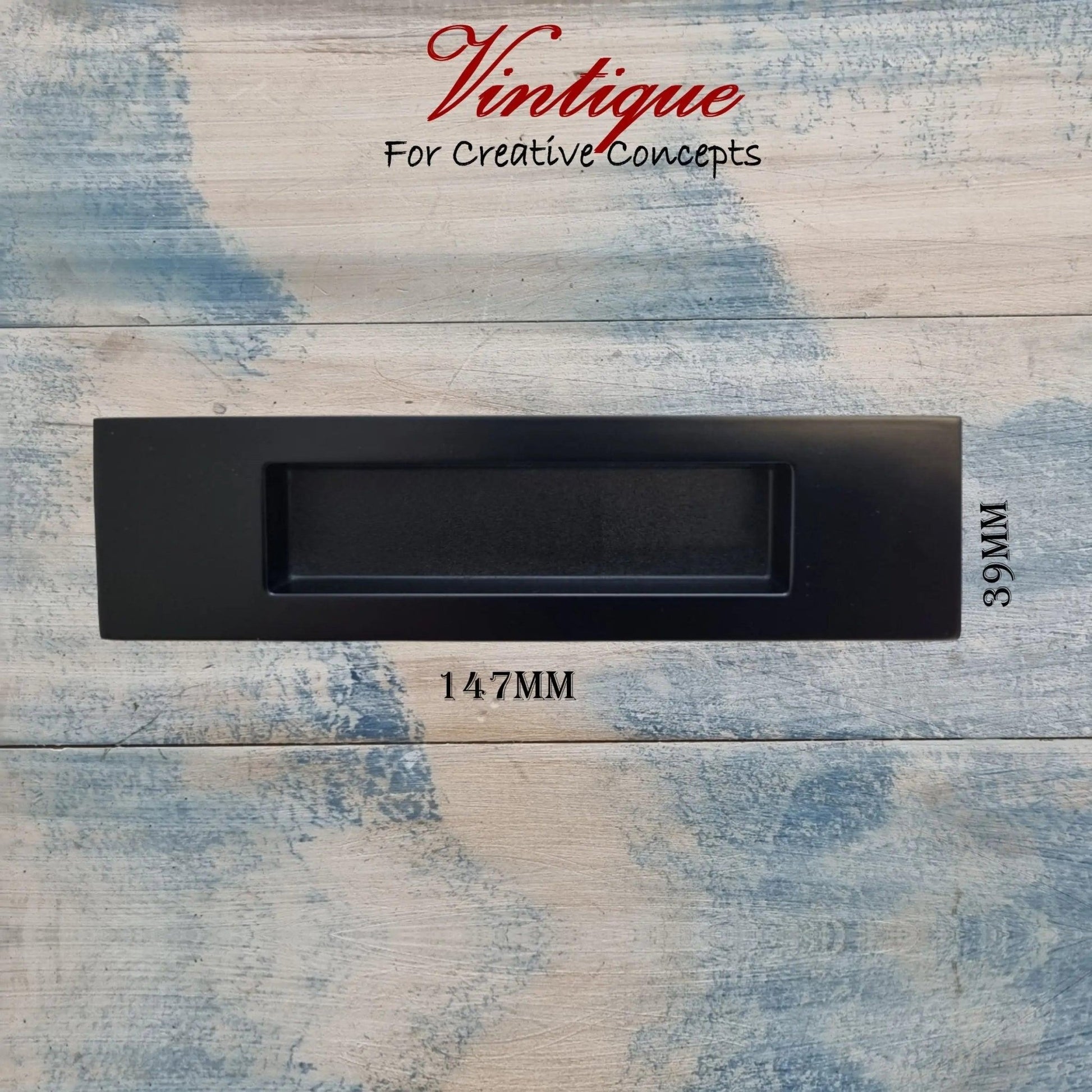 Milano Flush Pull door handle double sided Satin Black (bolted) 147mm x 39mm-Vintique Concepts