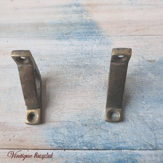 Mini antique solid brass brackets (pair) 40mm x 40mm)-Vintique Concepts