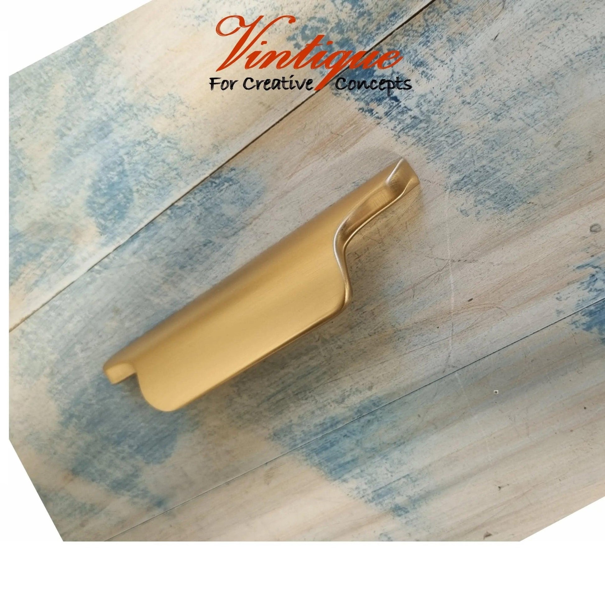 Modern heavy duty Lip Pull Cabinet Handle Satin Gold 140mm x 23mm - Vintique Concepts