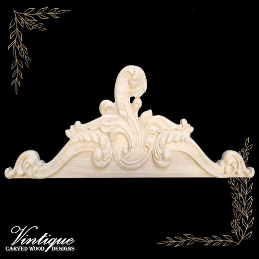 Monarch's Swirl Top wood applique Onlay 40cm x 18cm - Vintique Concepts