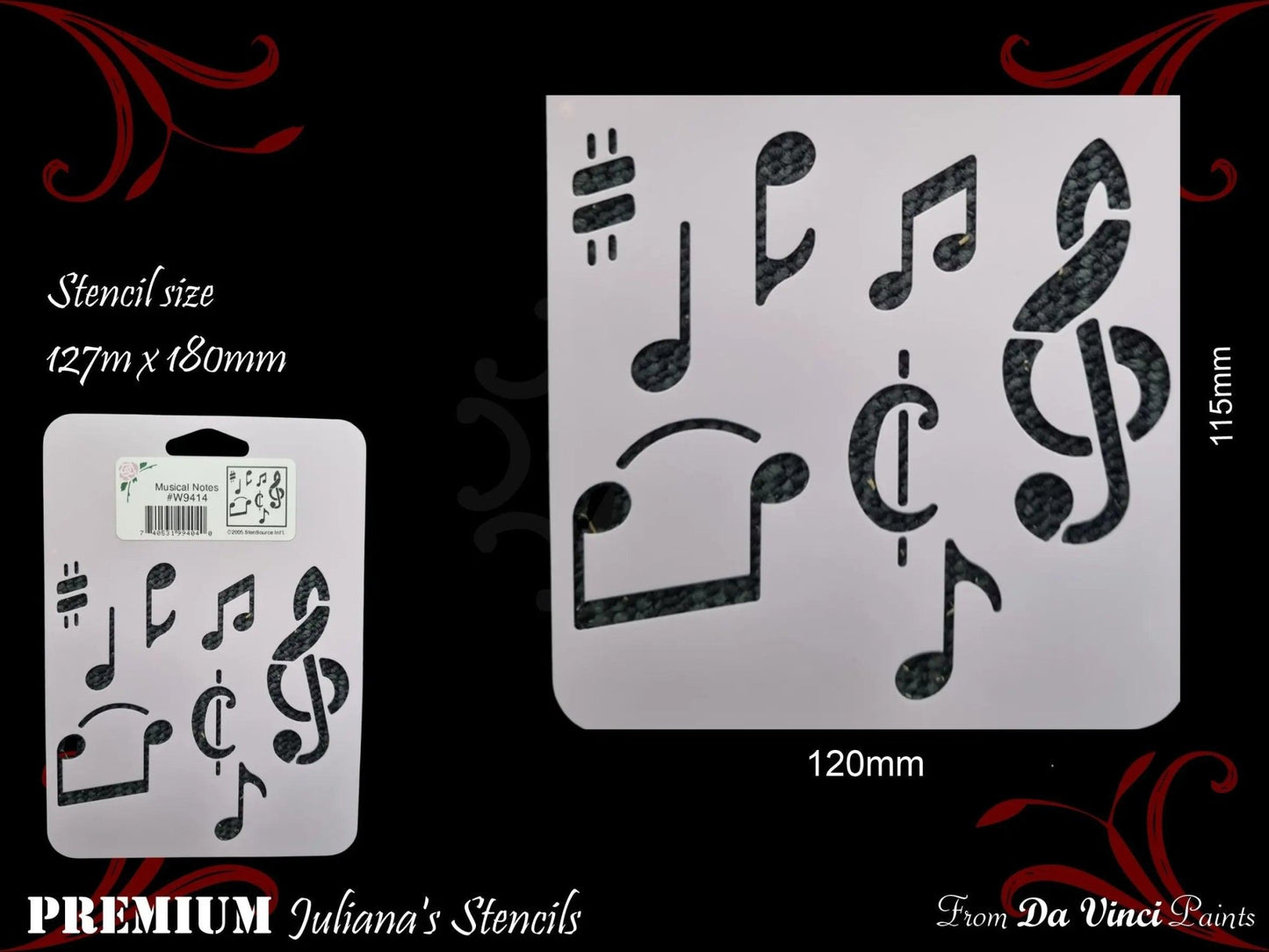 MUSIC NOTES Childrens Furniture Paint Stencil 180mm x 127mm-Vintique Concepts