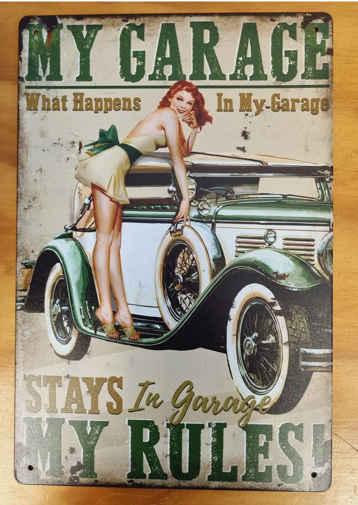 MY GARAGE - What happens in the garage....Tin Sign 30cm x 20cm * - Vintique Concepts