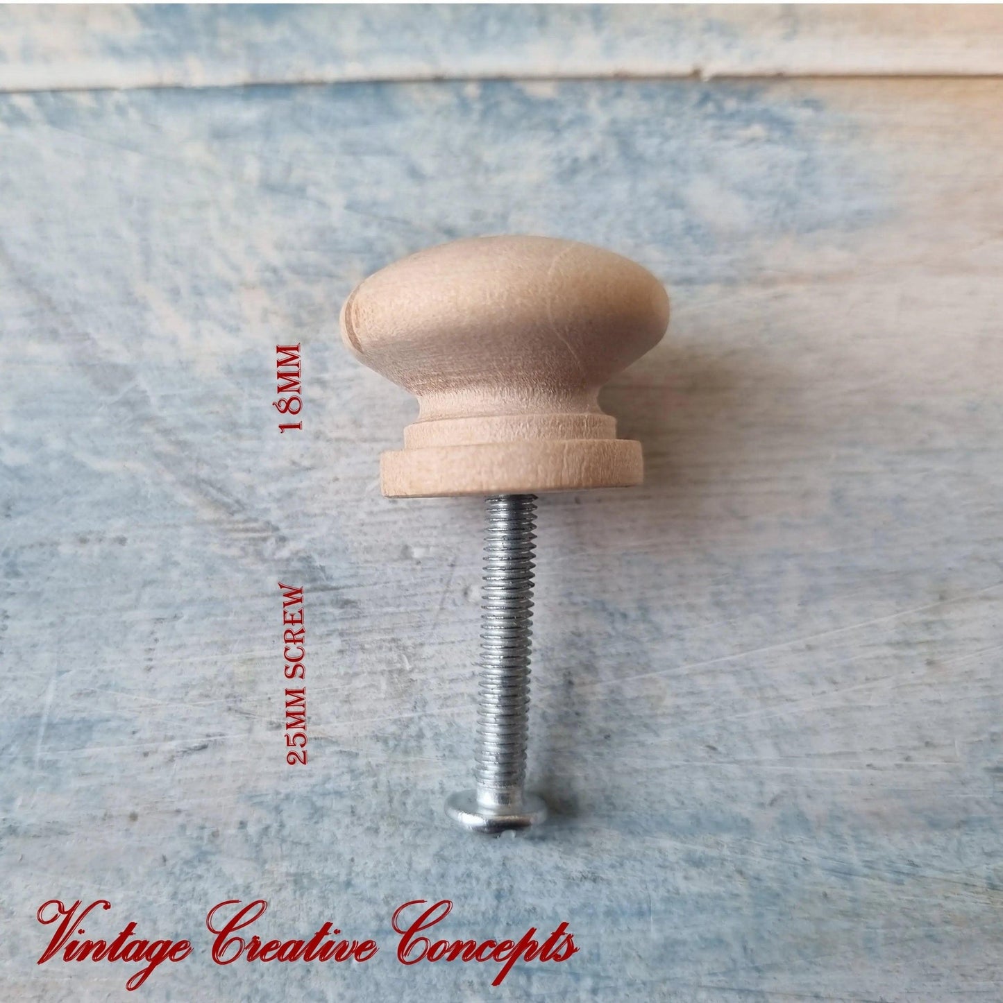 Natural Wood Round furniture knob 24mm dia - Vintique Concepts