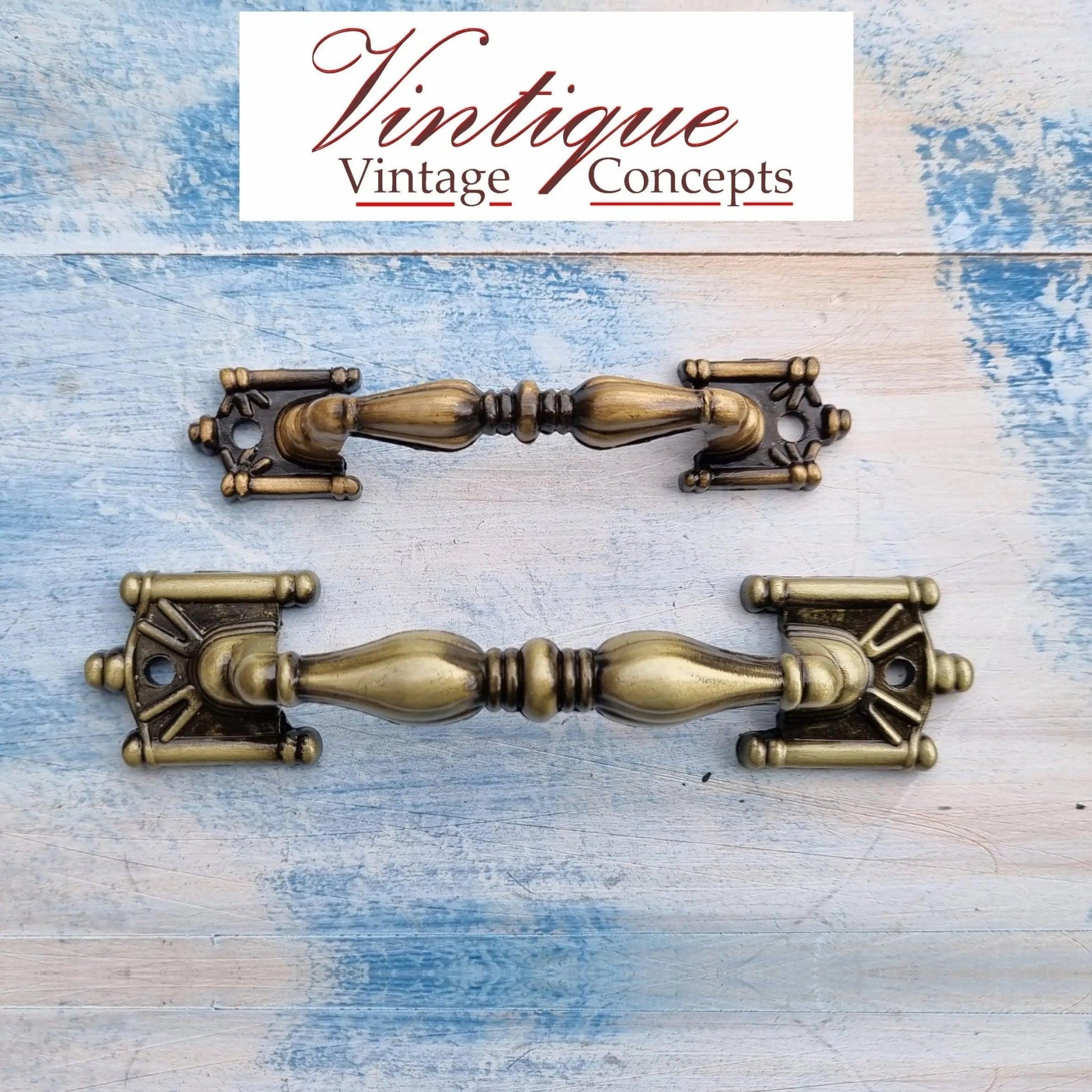 Old Gold Edwardian Cabinet or drawer handle 120mm-Vintique Concepts