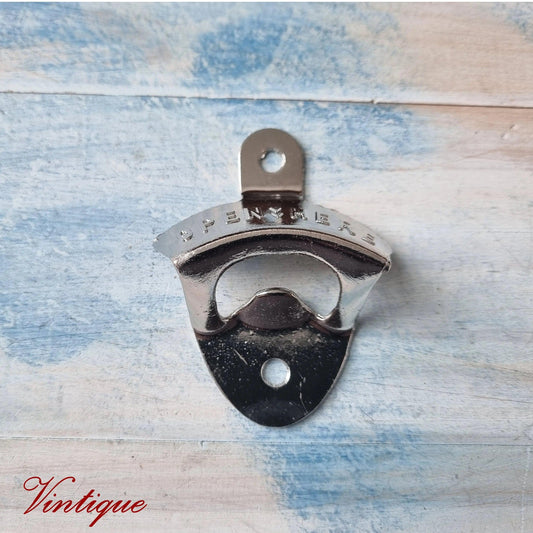 OPEN HERE- Silver Wall Mounted Vintage Bottle opener for beer bottles etc - Vintique Concepts