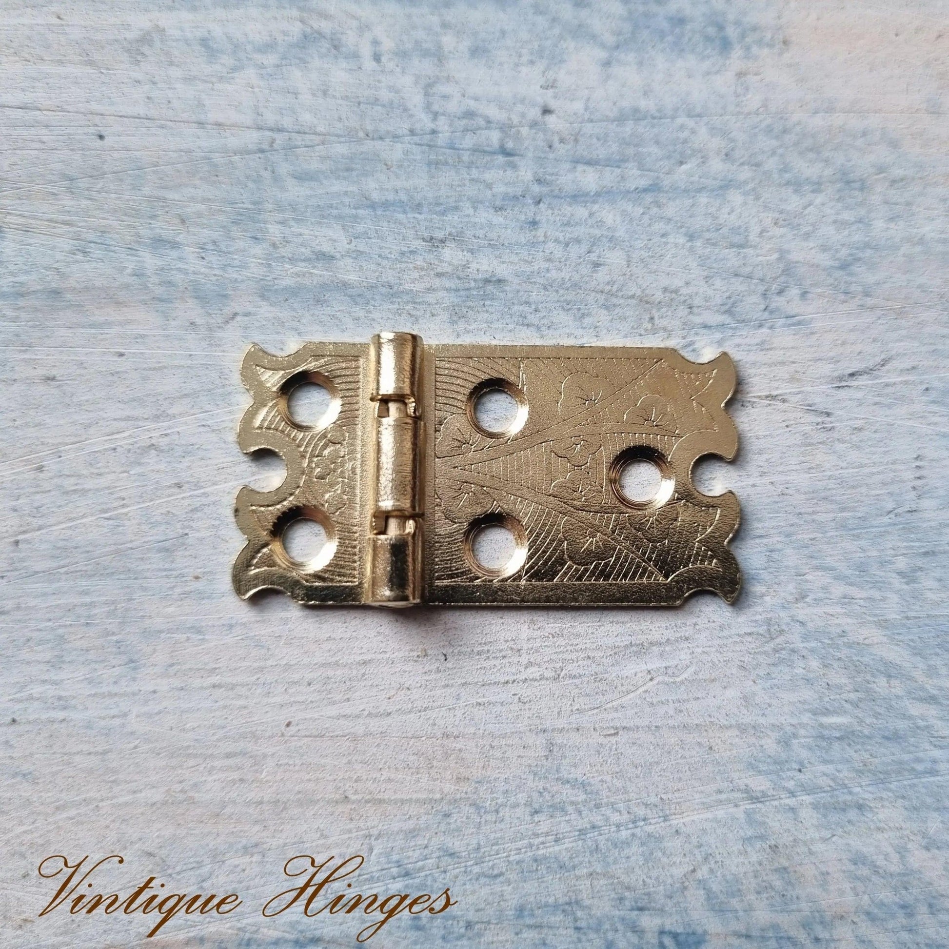 Ornate Brass box Hinge 35mm x 18mm-Vintique Concepts