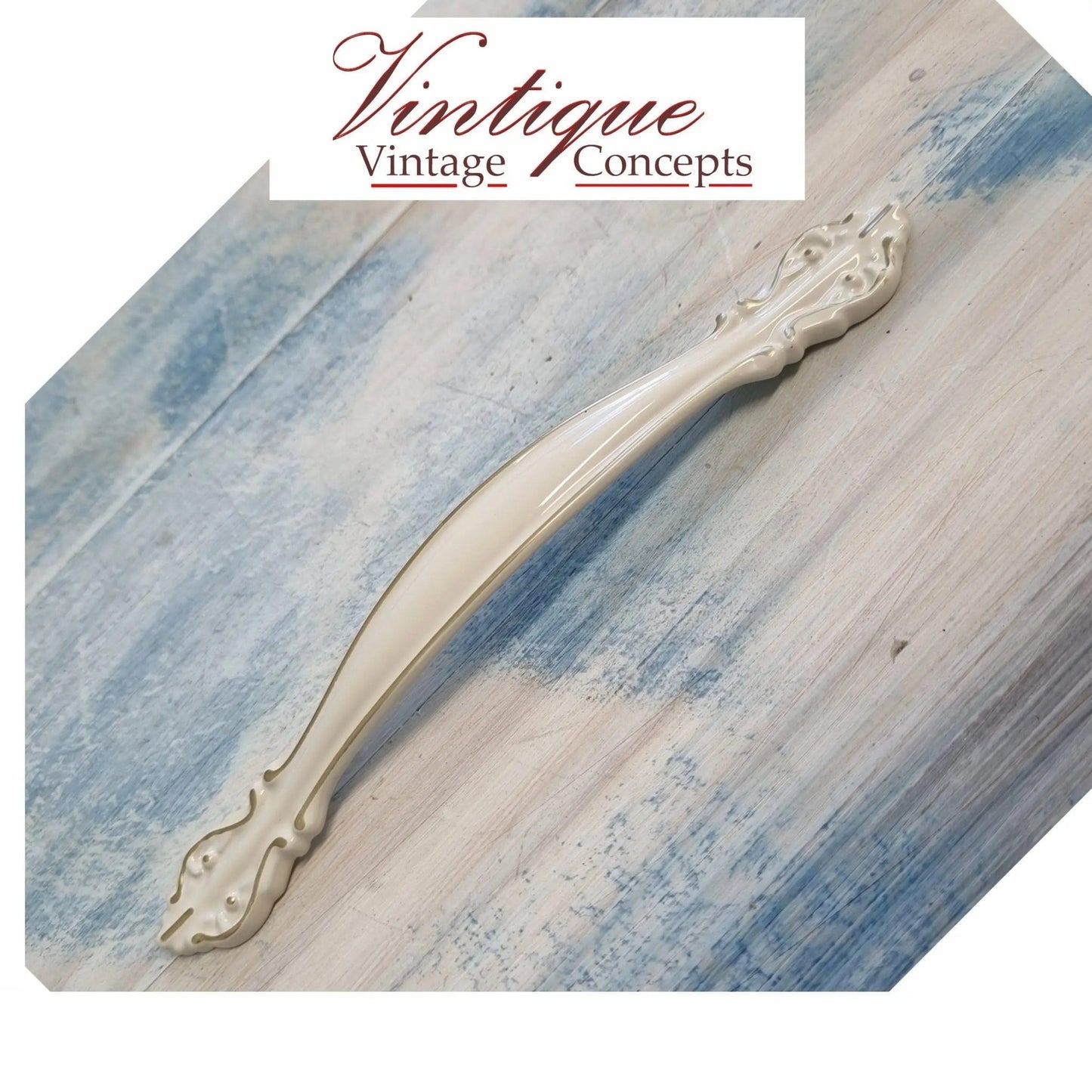 Ornate Ivory / Gold with Flourish Drawer handle 175mm long-Vintique Concepts