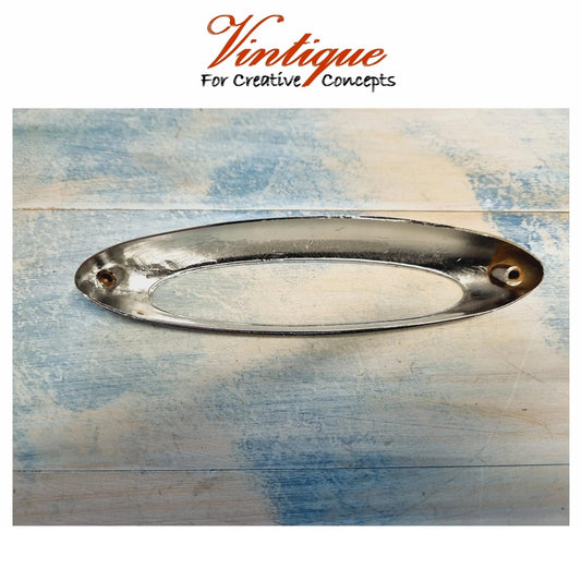 Oval silver (chome) cup pull drawer handle 147mm long - Vintique Concepts