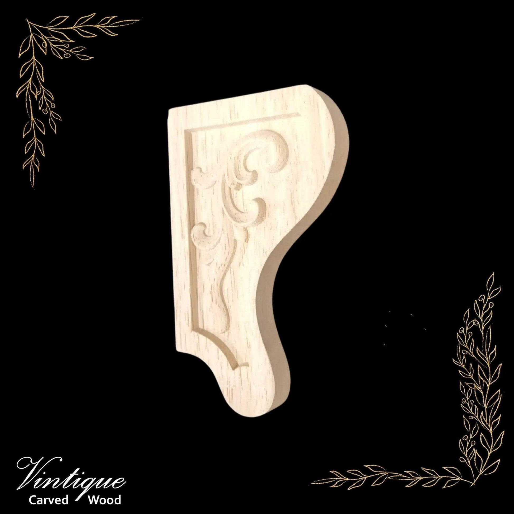 Pair of one sided SWIRL carved wooden corbels 150mm x 95mm (each)-Vintique Concepts