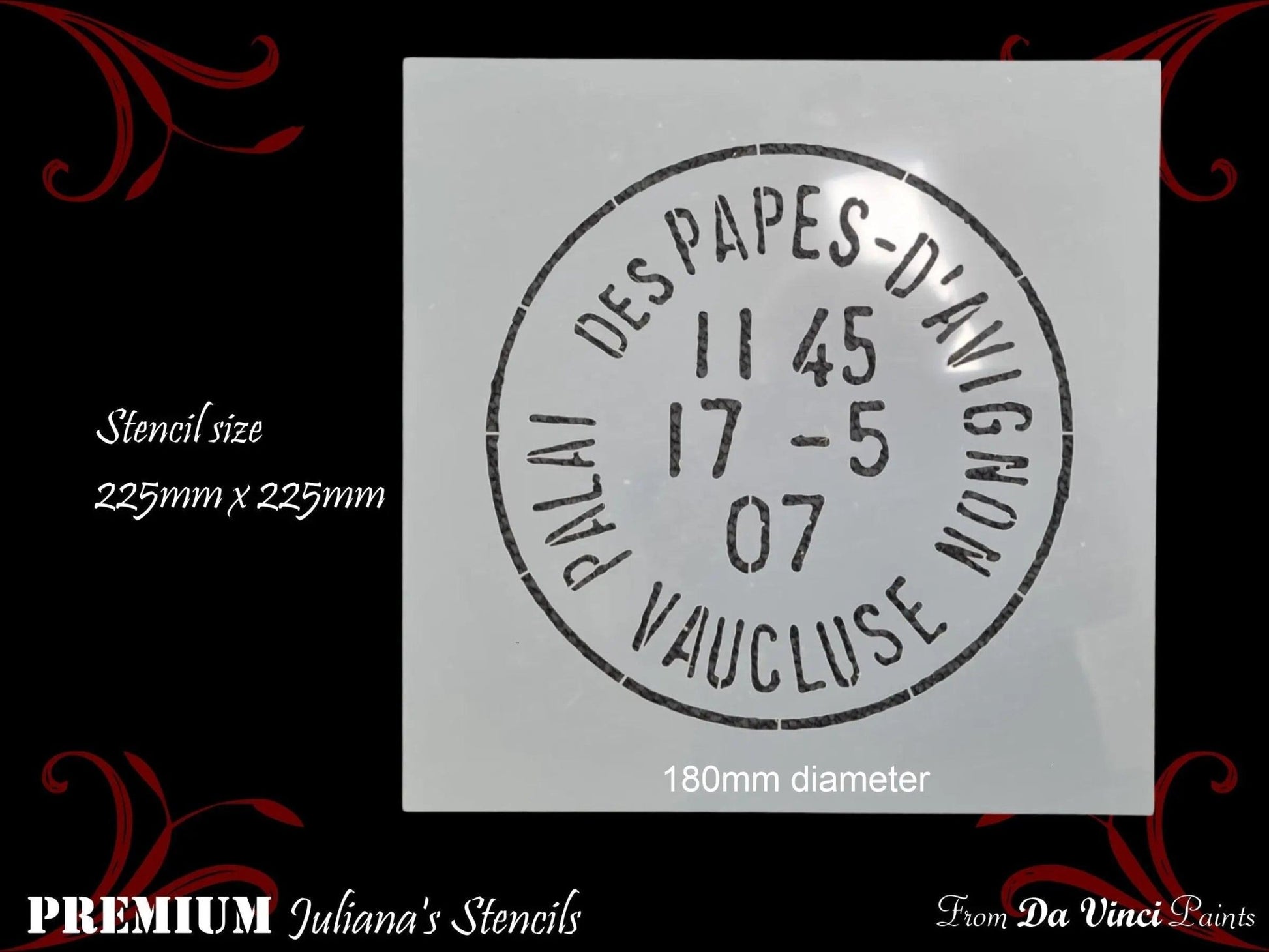 Pallais De papes Postage Vintage furniture Paint Stencil 180mm dia-Vintique Concepts