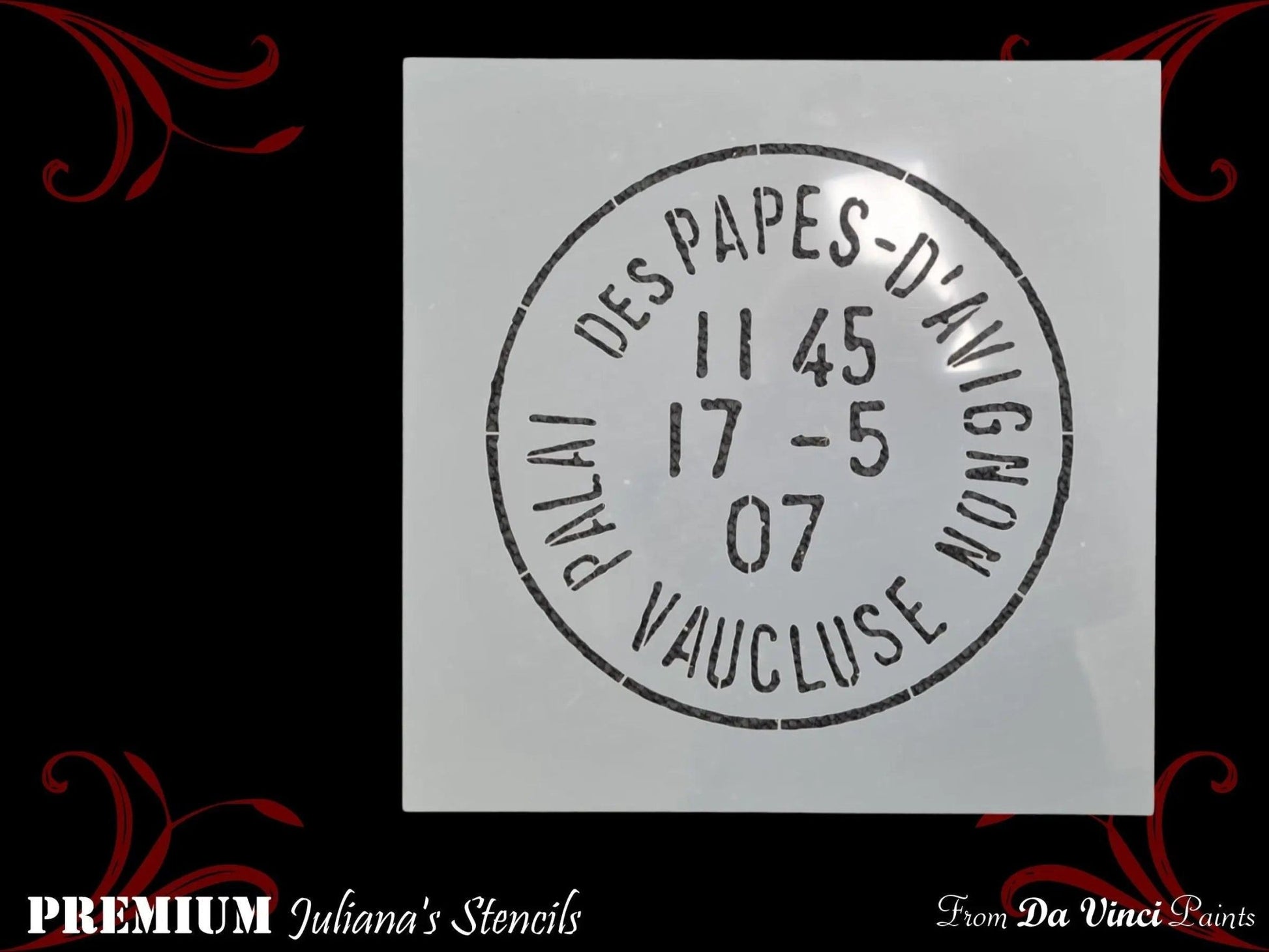 Pallais De papes Postage Vintage furniture Paint Stencil 180mm dia-Vintique Concepts