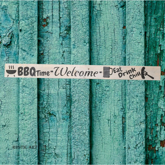 Pallet Garden Wood Sign BBQ TIME  87cm x 10cm - Vintique Concepts