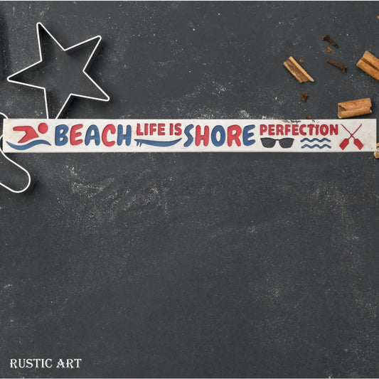 Pallet Wood Beach House sign BEACH LIFE IS SHORE PERFECTION  87cm x 10cm-Vintique Concepts