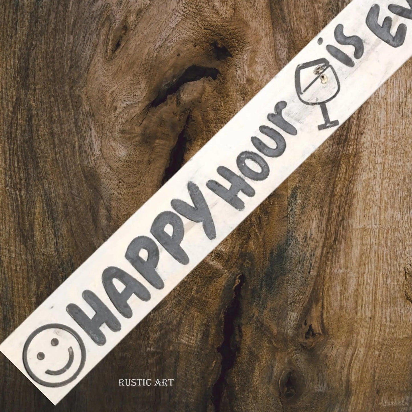 Pallet Wood Garden humerous Sign HAPPY HOUR  87cm x 10cm-Vintique Concepts