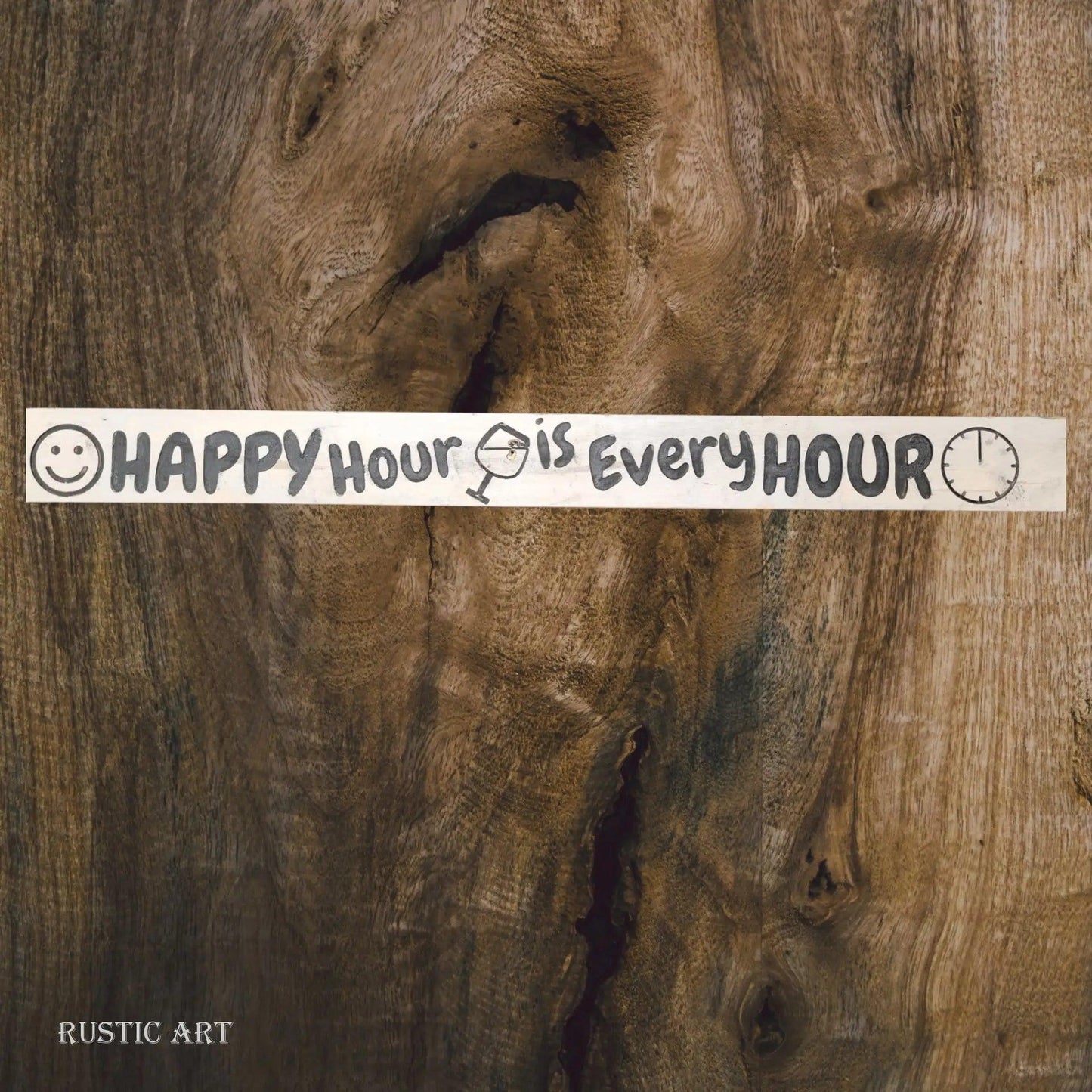 Pallet Wood Garden humerous Sign HAPPY HOUR  87cm x 10cm-Vintique Concepts