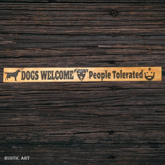 Pallet Wood outdoor Sign dogs welcome 87cm x 10cm - Vintique Concepts