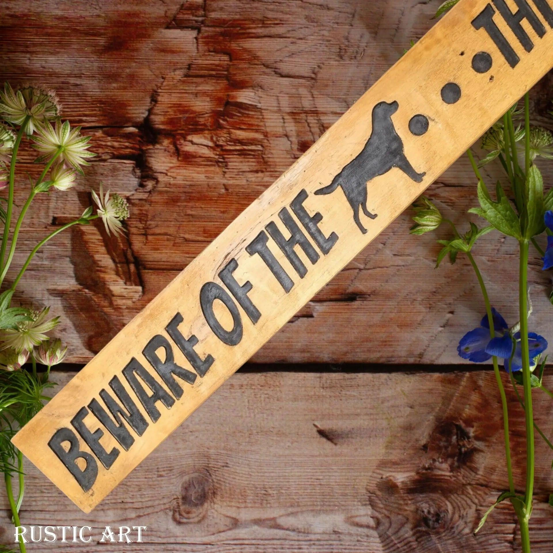 Pallet Wood Sign BEWARE OF THE DOG  87cm x 10cm-Vintique Concepts