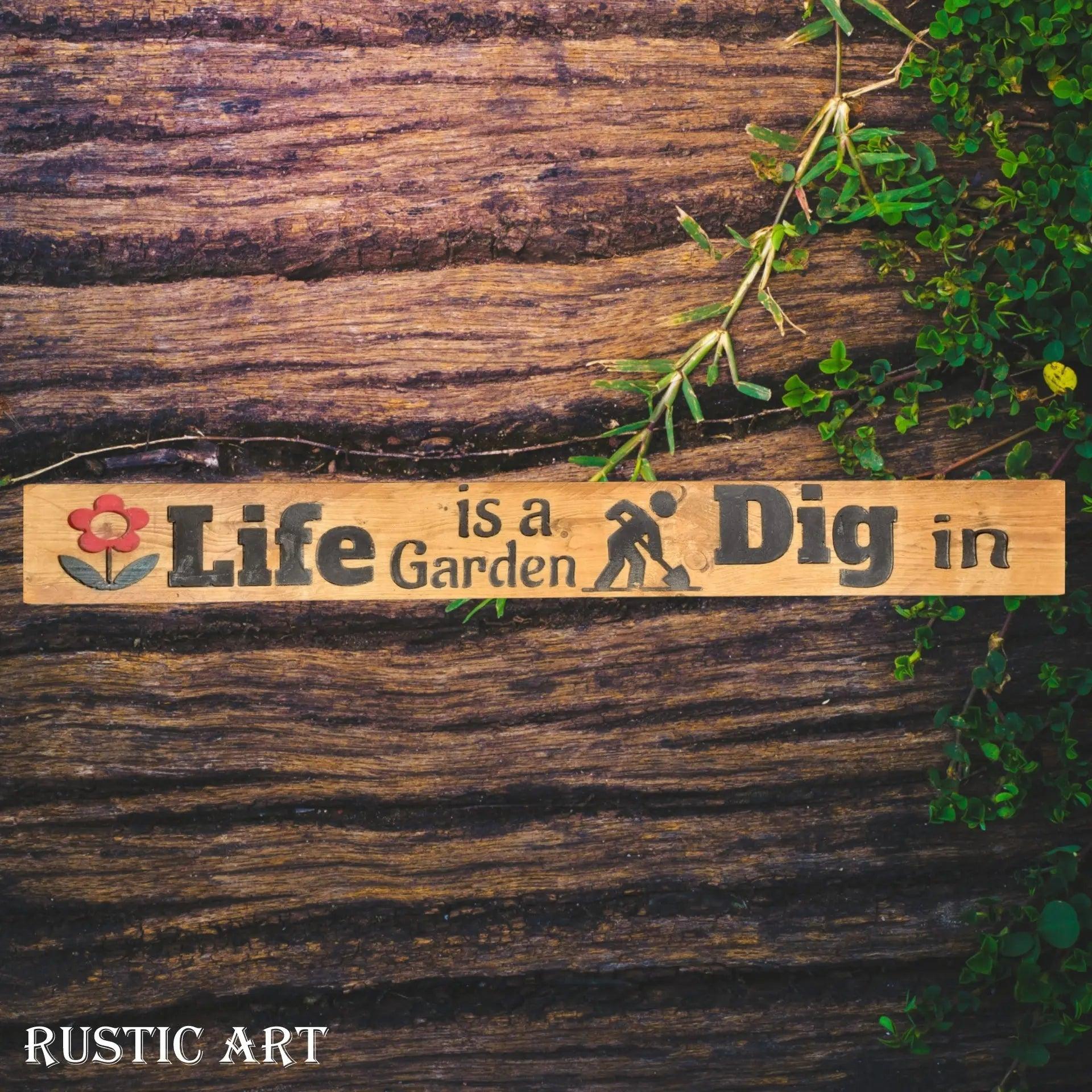 Pallet Wood Sign LIFE IS A GARDEN  87cm x 10cm - Vintique Concepts