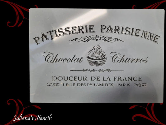 Patisserie Parisienne furniture French painting stencil (A4 Size)-Vintique Concepts