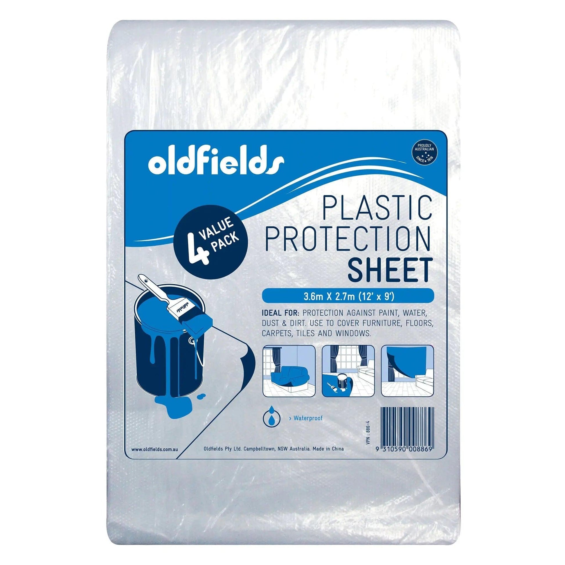 Plastic Drop Sheets and protection from Oldfields 3.66mtr x 2.70mtr-Vintique Concepts