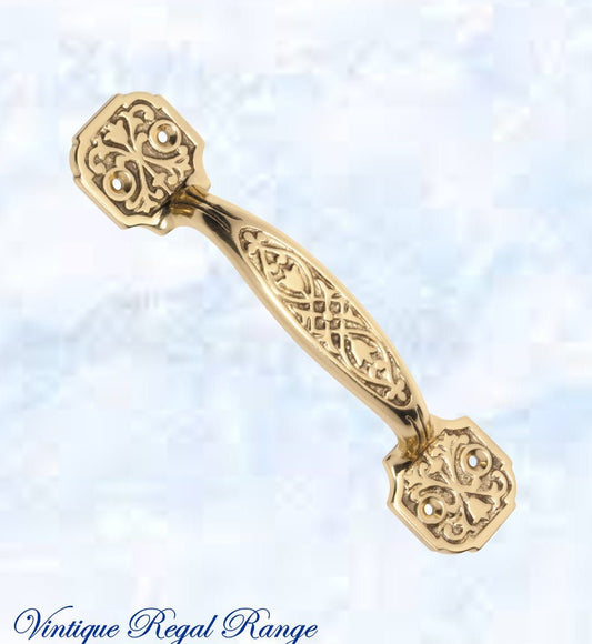 Door Handle - Polished Brass Regal Ornate Cabinet Pull Handle 170mm L