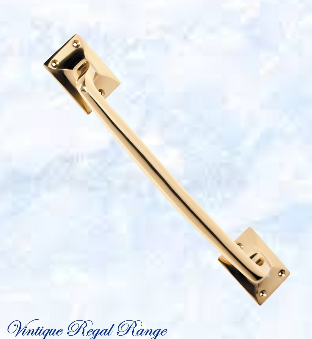 Polished Brass Traditional Offset Door handle 305 x 42mm-Vintique Concepts