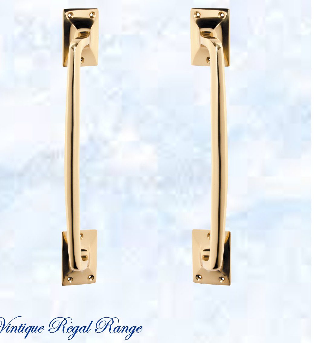 Polished Brass Traditional Offset Door handle 305 x 42mm-Vintique Concepts