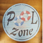 Pool Zone -Round beach Tin Sign-30cm dia-Vintique Concepts