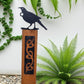 Black metal NZTui (song bird) on Rustic Oak Post-Garden Art-Vintique Concepts