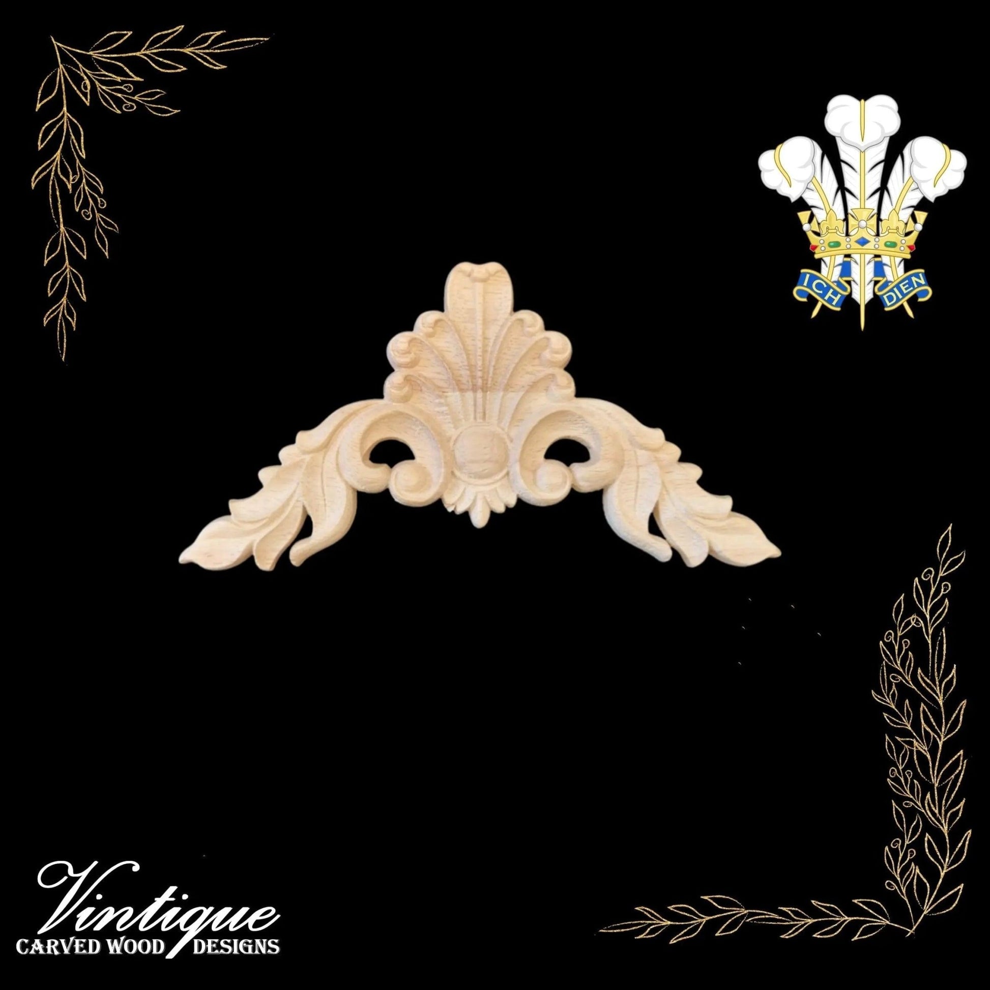 Prince's Plume Furniture wood applique Onlay 15cm x 15cm - Vintique Concepts