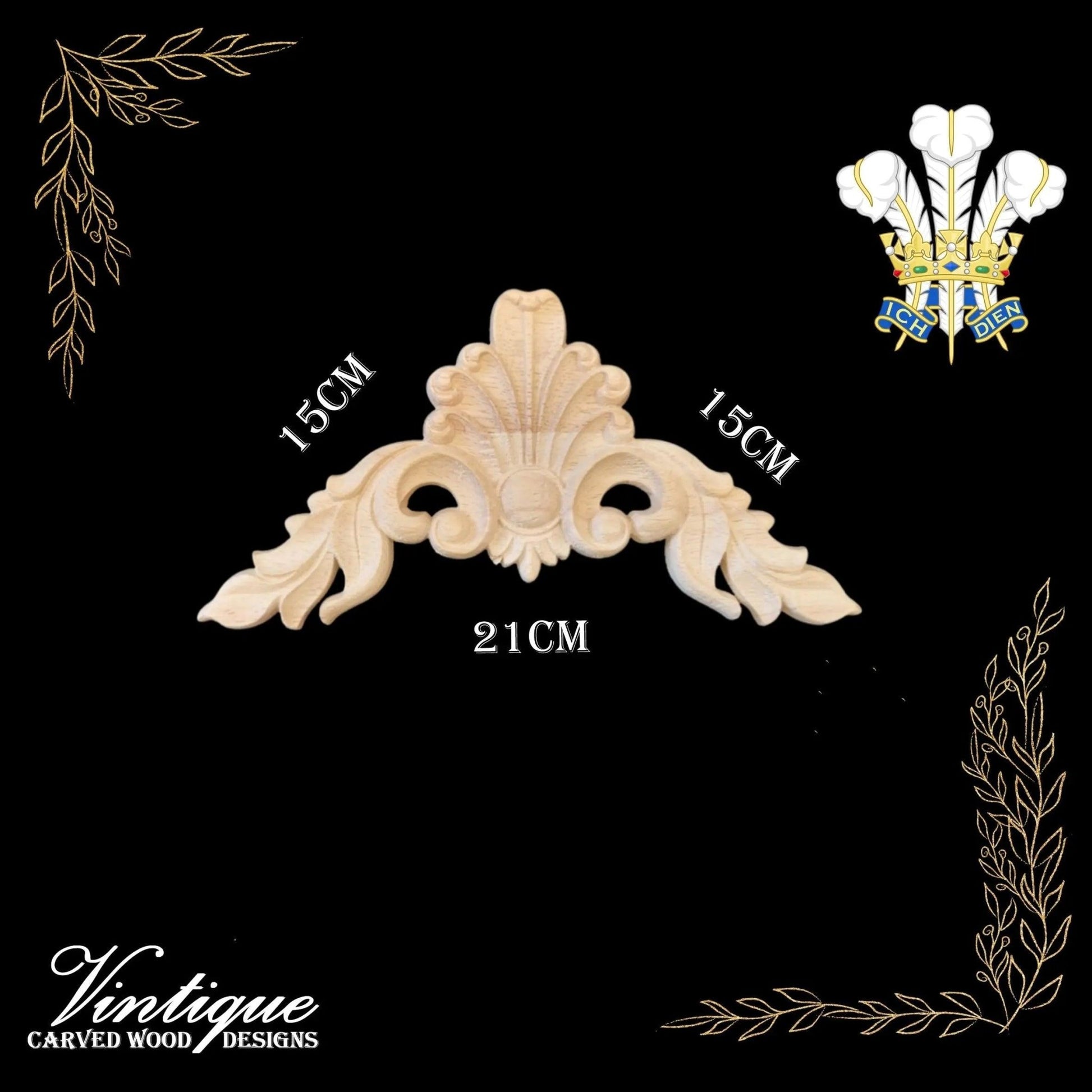 Prince's Plume Furniture wood applique Onlay 15cm x 15cm - Vintique Concepts