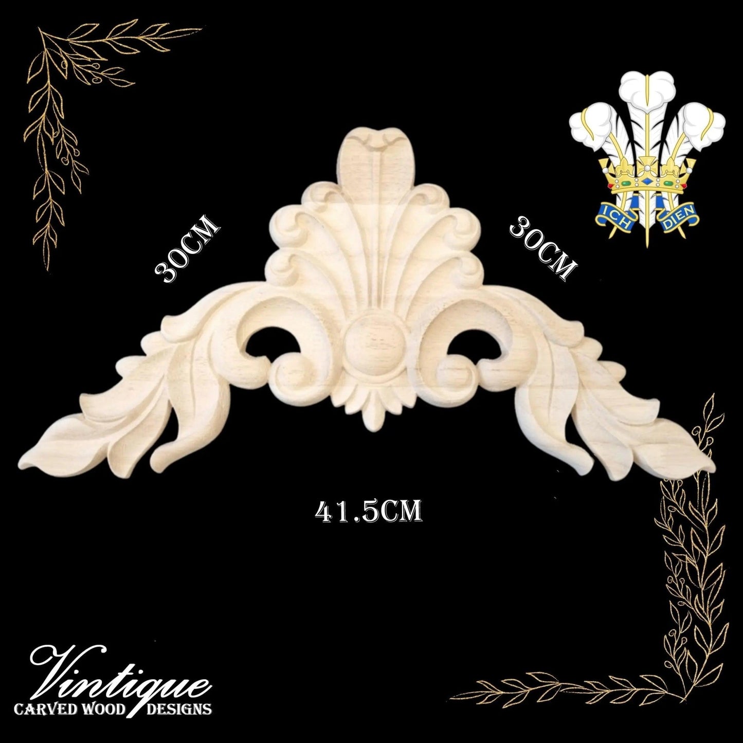 Prince's Plume Furniture wood applique Onlay  30cm x 30cm-Vintique Concepts