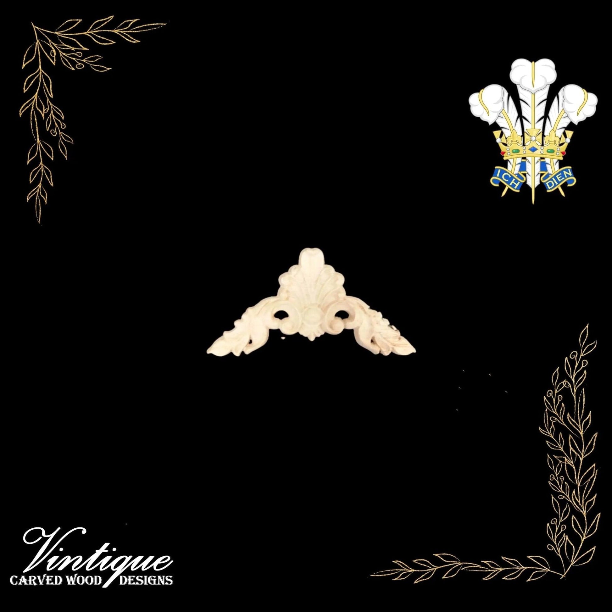 Prince's Plume Furniture wood applique Onlay  6cm x 6cm-Vintique Concepts