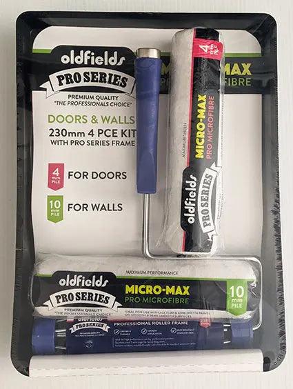 Professional 4 Piece 230mm Microfibre Paint roller kit from Oldfields - Vintique Concepts