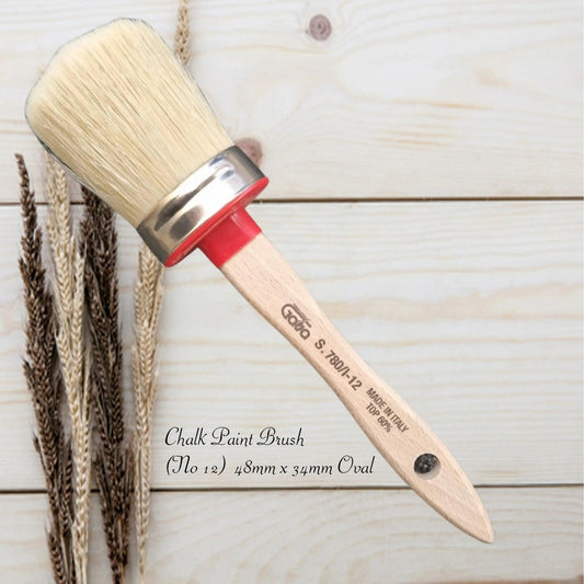 Professional Italian Chalk Paint Brush and Wax Brush 48mm x 34mm (Small-Medium)(12)-Vintique Concepts