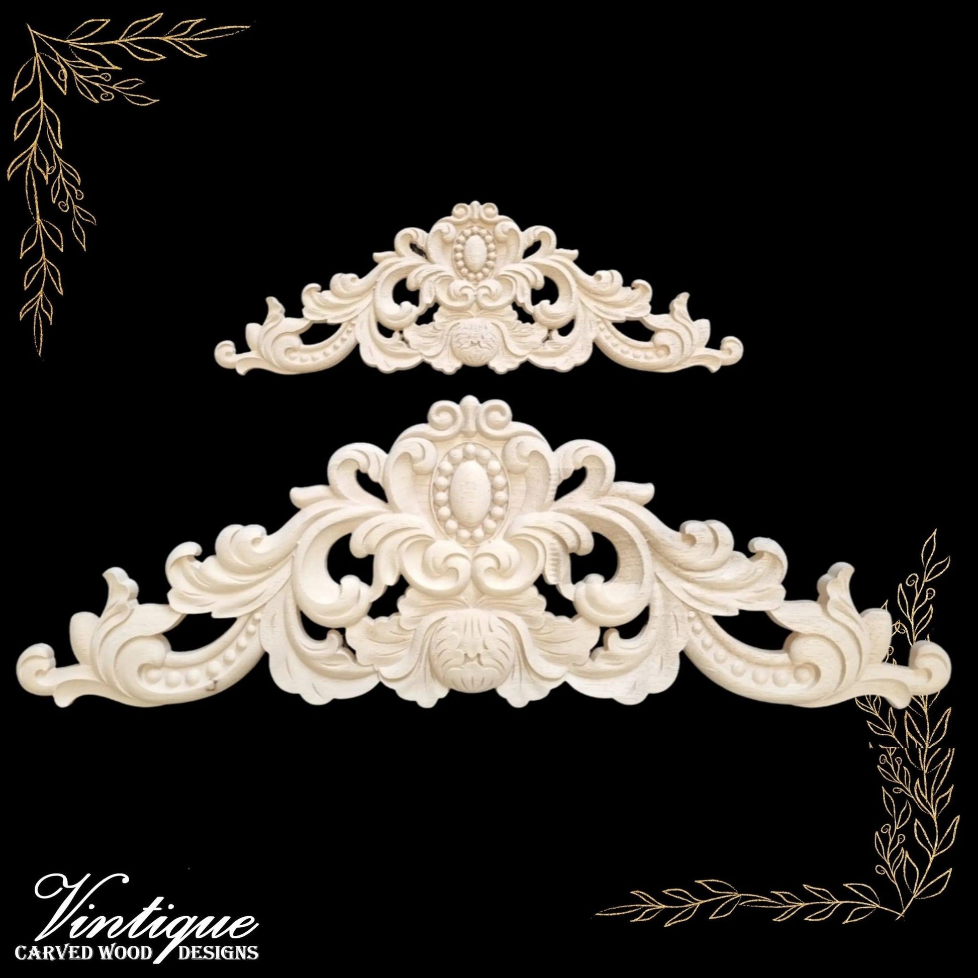 Queen Anne Centre carved Wooden Applique 30cm x 9.5cm