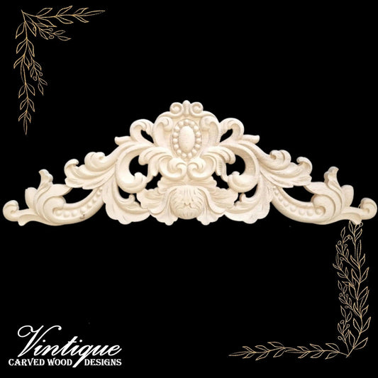 Queen Anne Centre Wooden Applique 50cm x 18cm-Vintique Concepts