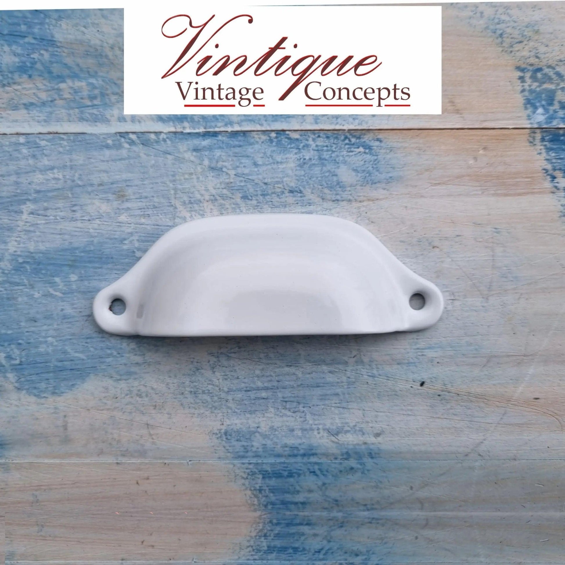 Rectangle Hooded Cup Pull 98mm Long - White - Vintique Concepts