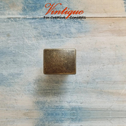 Rectangle Vintage furniture knob Bronze 30 x 24mm - Vintique Concepts