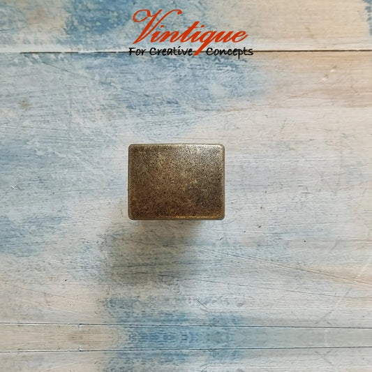 Rectangle Vintage furniture knob Bronze 30 x 24mm-Vintique Concepts