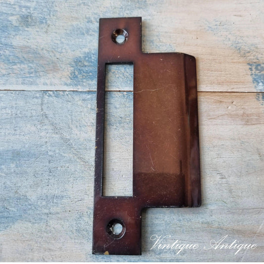 Red Bronze Black Door strike Plate 130mm x 54mm (recycled) - Vintique Concepts