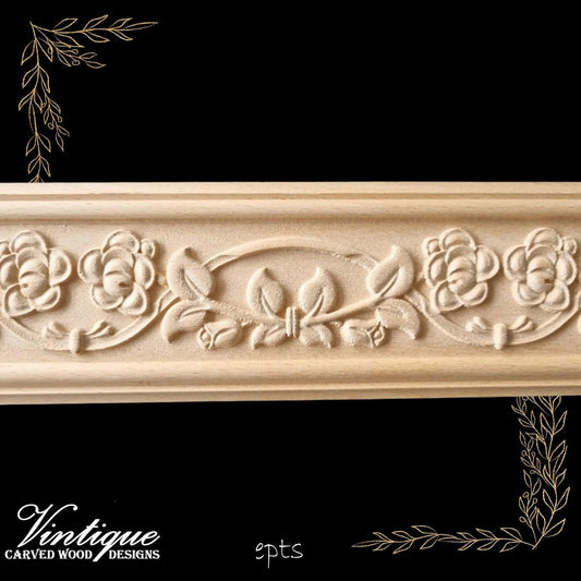 Regal Flower & Vine wooden moulding trim 80mm - Vintique Concepts