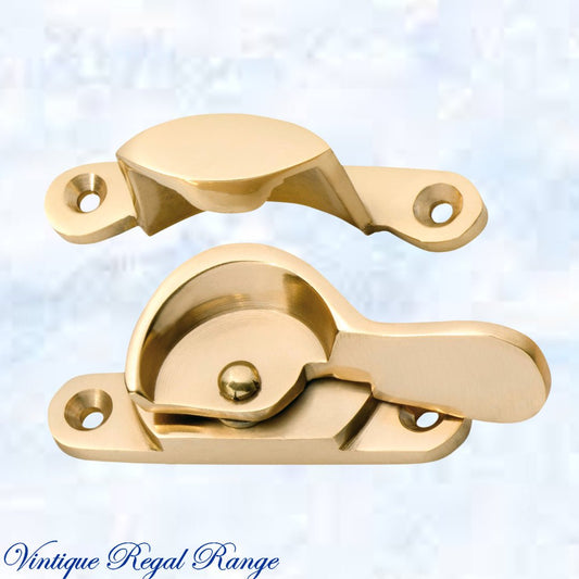 Regal Polished Narrow Sash Window Fastener 64 x 11x 15mm - Vintique Concepts