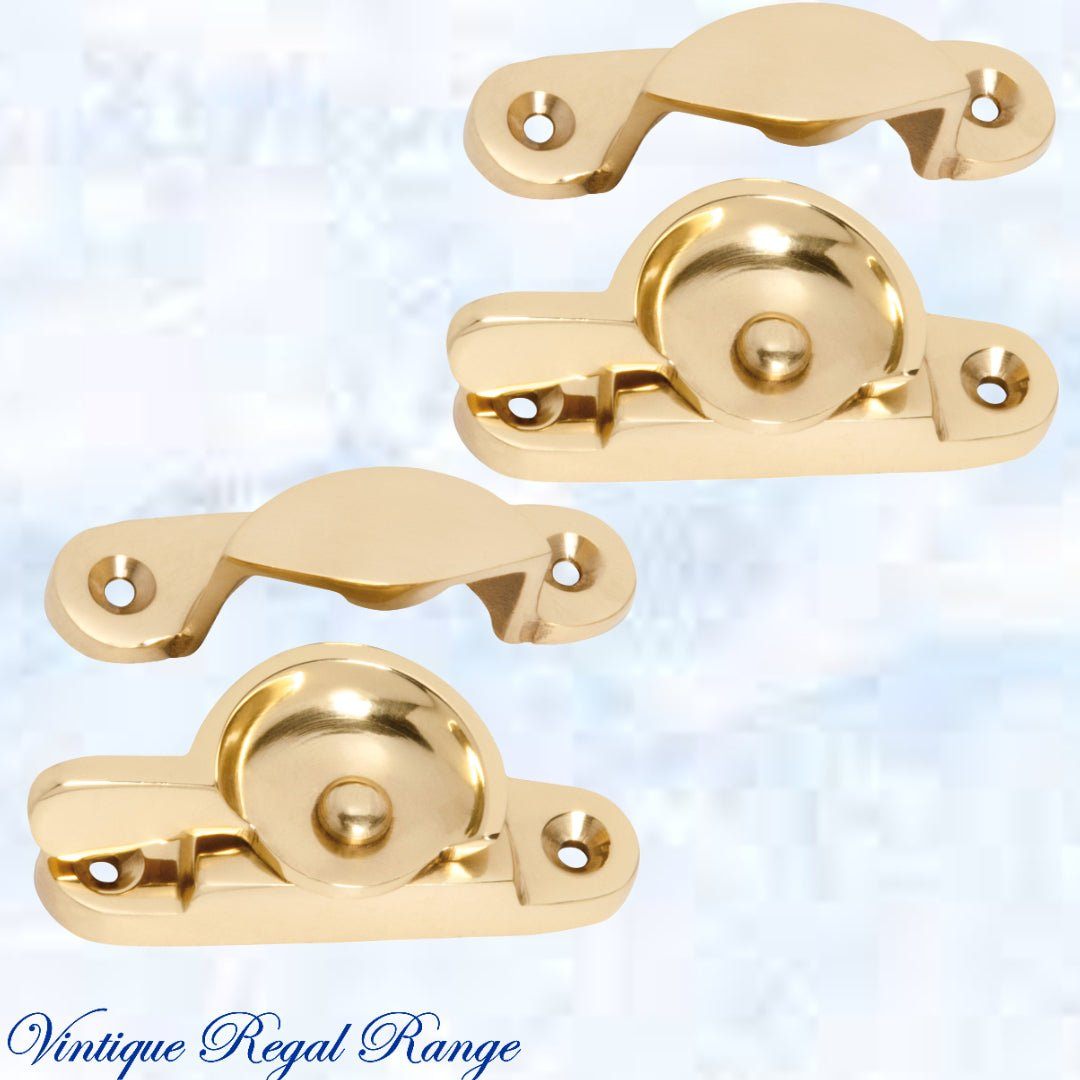 Regal Polished Traditional Sash Window Fastener 65 x 21x 25mm-Vintique Concepts